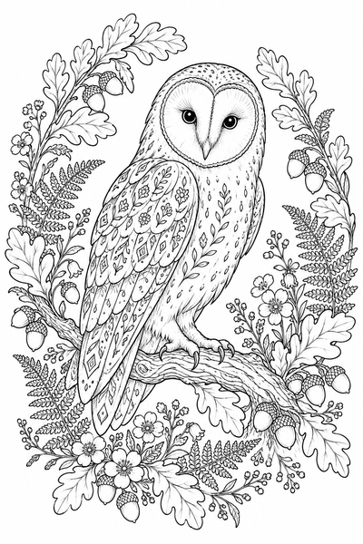 Woodland Owl coloring page